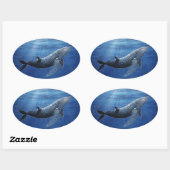 ザトウクジラ 海のステッカー 楕円形シール (シート)