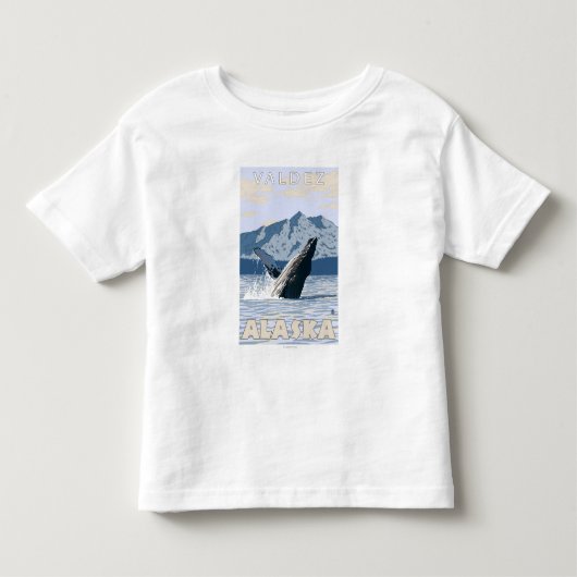 ザトウクジラ- Valdez、アラスカ トドラーTシャツ (正面)