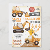 ザトラフィック建築ダンプトラック誕生日 招待状 (正面)