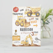 ザトラフィック建築ダンプトラック誕生日 招待状 (スタンド正面)