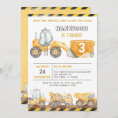 ザトラフストップィック建築トラックボーイ誕生日 招待状 (正面/裏面)