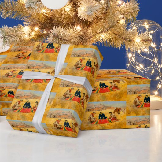 ザトランプのポーカーゲームカウボーイ先住民アメリカ中国マン ラッピングペーパー (クリスマス)