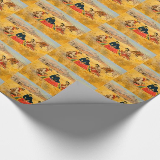 ザトランプのポーカーゲームカウボーイ先住民アメリカ中国マン ラッピングペーパー (角)