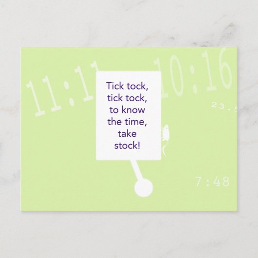 ザトレジャー狩りゲーム – ヒント#1 – クロック ポストカード (正面)