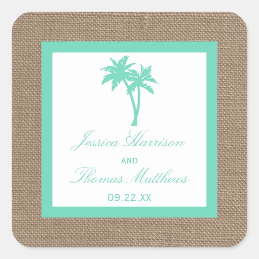 ザトロピカルパームツリービーチ結婚式コレクション スクエアシール (正面)