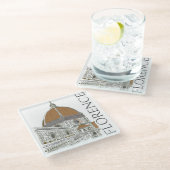 ザドゥオモフィレンツェItalyペンとインクウォーターの色 ガラスコースター (アングル)