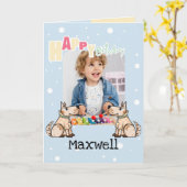 ザドッグライフブルーイエロー子供の誕生日 カード (黄色い花)