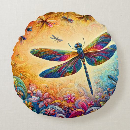 ザドラゴンフライズジャーニー装飾用クッション ラウンドクッション (正面)