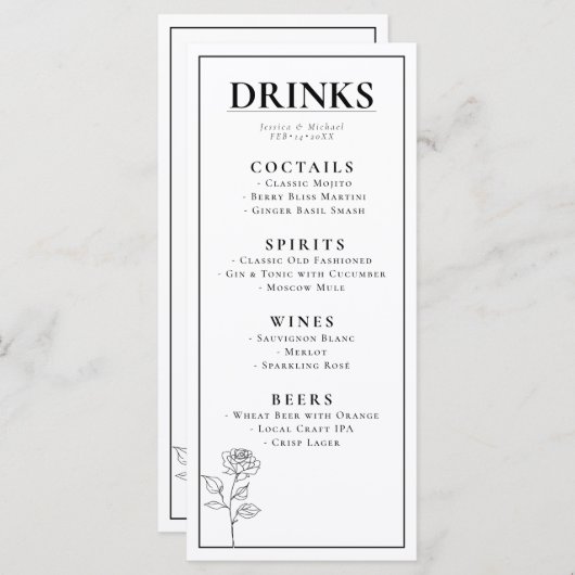 ザドリンク+素敵な文字タイムレス開花 メニュー (正面/裏面)