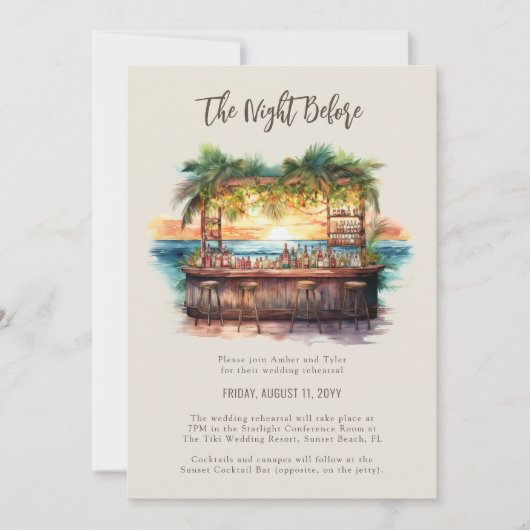 ザナイトウィサンセットビーチ結婚式リハーサル 招待状 (正面)