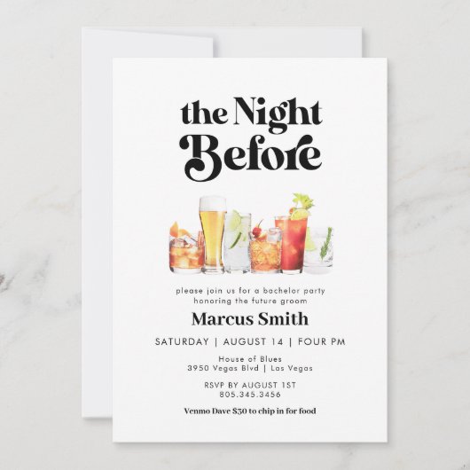 ザナイトウィーンビバチェラーズレトロヴィンテージスタイル 招待状 (正面)