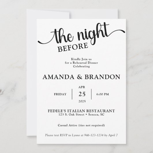 ザナイトリハーサルディナー招待状 招待状 (正面)