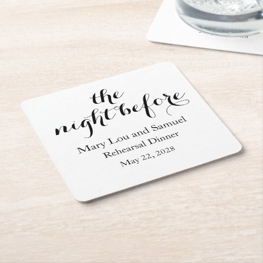 ザナイトリハーサルディナー紙コースター スクエアペーパーコースター (アングル)