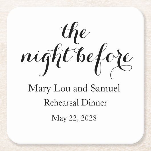 ザナイトリハーサルディナー紙コースター スクエアペーパーコースター (正面)