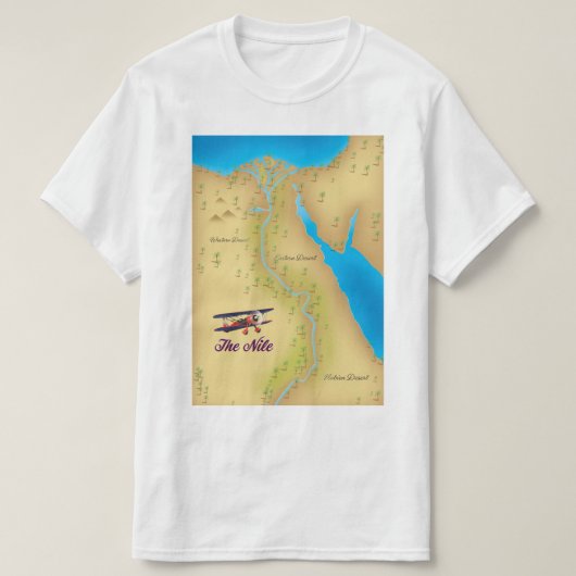 ザナイルヴィンテージスタイル旧地図ポスター Tシャツ (デザイン正面)
