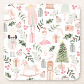 ザナツクラッカーホリデイウォーターカラー スクエアペーパーコースター (正面)