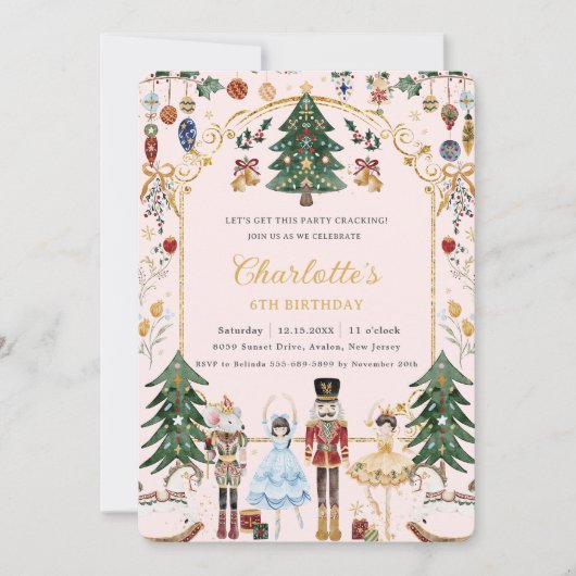 ザナツクラッカーヴィンテージクリスマス誕生日 招待状 (正面)