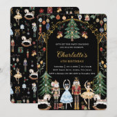 ザナツクラッカーヴィンテージクリスマス誕生日 招待状 (正面/裏面)