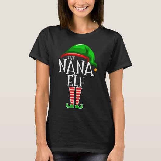 ザナナ小妖精や小人ファミリーマッチングクリスマスギフトグランマ Tシャツ (正面)