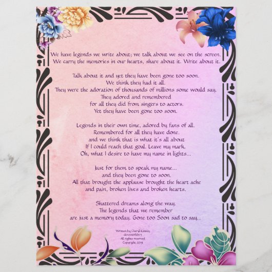 ザナローロード著作パーソナライズされた紙 (正面)