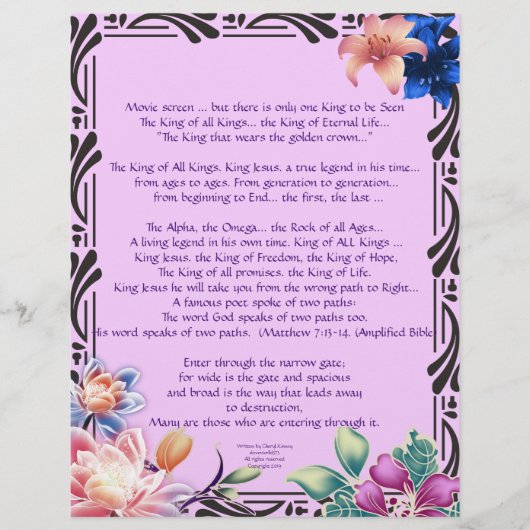 ザナローロード著作パーソナライズされた紙 (正面)