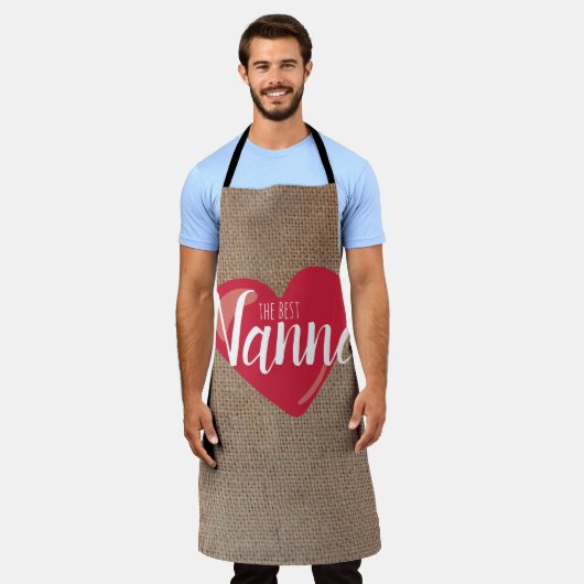 ザナ最高のナフェイクバラップ赤いハートカスタム文字 エプロン (着用した状態)