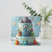 ザニーコミカルコクイのモンスターケーキ誕生日 招待状 (スタンド正面)