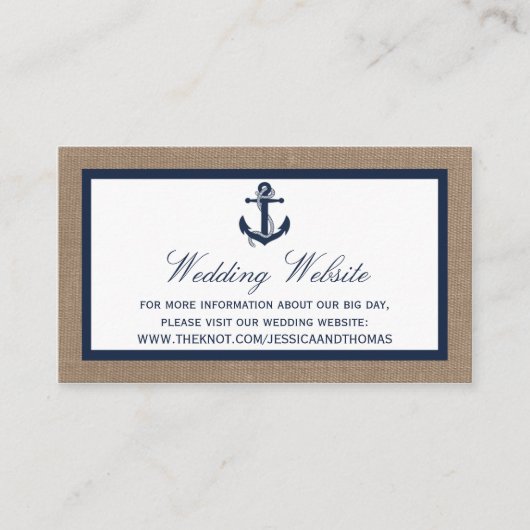 ザネイビーいかりオンバーラップビーチ結婚式コレクション エンクロージャーカード (正面)