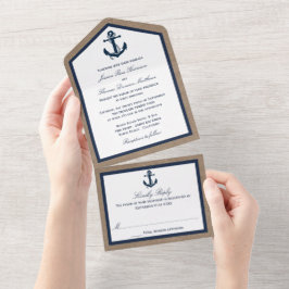ザネイビーいかりオンバーラップビーチ結婚式コレクション オールインワン招待状