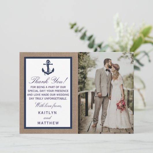 ザネイビーいかりオンバーラップビーチ結婚式コレクション サンキューカード (スタンド正面)