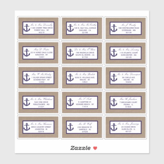 ザネイビーいかりオンバーラップビーチ結婚式コレクション シール (シート)