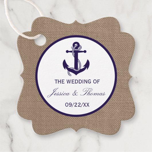 ザネイビーいかりオンバーラップビーチ結婚式コレクション フェイバータグ (正面)