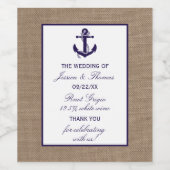 ザネイビーいかりオンバーラップビーチ結婚式コレクション ワインラベル (シングルラベル)