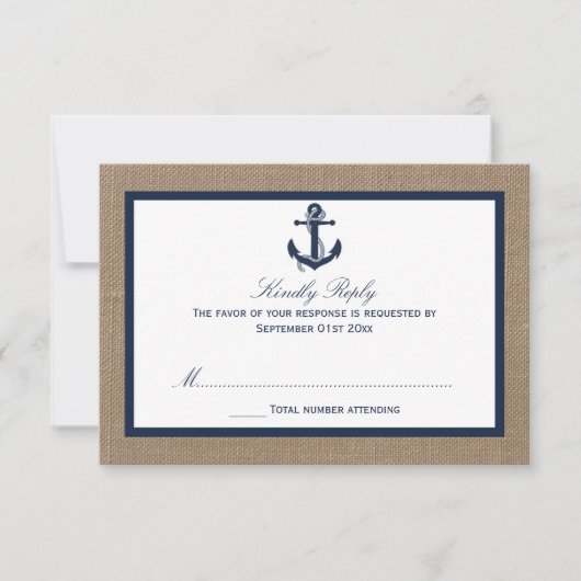 ザネイビーいかりオンバーラップビーチ結婚式コレクション 出欠カード (正面)