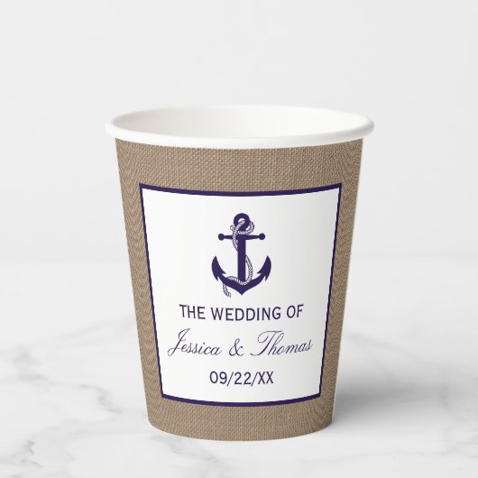 ザネイビーいかりオンバーラップビーチ結婚式コレクション 紙コップ (裏面)