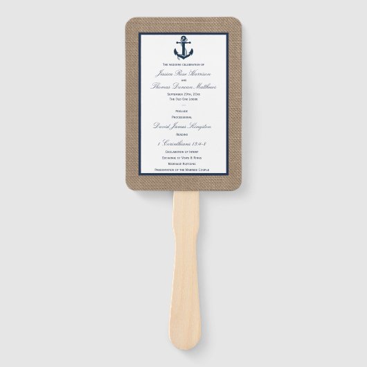 ザネイビーいかりバーラップビーチ結婚式コレクション ハンドファン (正面)