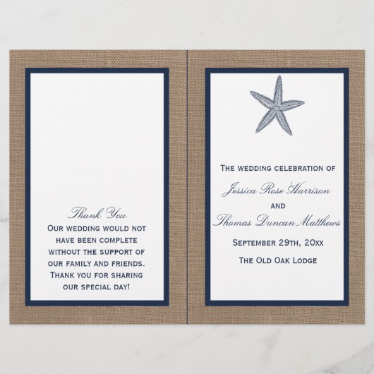 ザネイビースターフィッシュバーラップビーチ結婚式コレクション (正面)