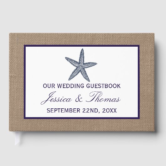 ザネイビースターフィッシュバーラップビーチ結婚式コレクション ゲストブック (正面)