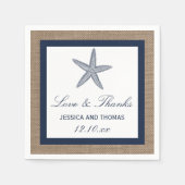 ザネイビースターフィッシュバーラップビーチ結婚式コレクション スタンダードカクテルナプキン (正面)