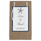 ザネイビースターフィッシュバーラップビーチ結婚式コレクション スモールペーパーバッグ (正面)