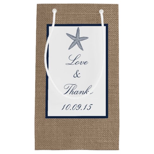 ザネイビースターフィッシュバーラップビーチ結婚式コレクション スモールペーパーバッグ (正面)