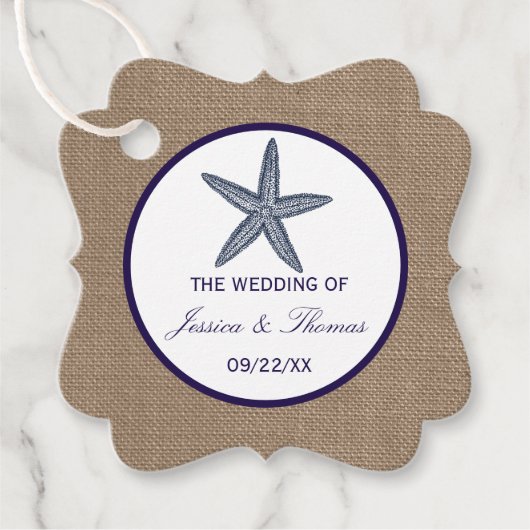 ザネイビースターフィッシュバーラップビーチ結婚式コレクション フェイバータグ (正面)