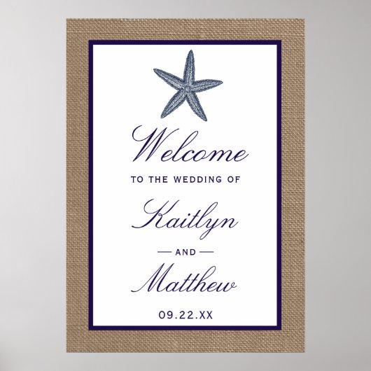 ザネイビースターフィッシュバーラップビーチ結婚式コレクション ポスター (正面)