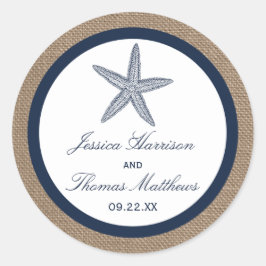 ザネイビースターフィッシュバーラップビーチ結婚式コレクション ラウンドシール