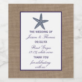 ザネイビースターフィッシュバーラップビーチ結婚式コレクション ワインラベル (シングルラベル)