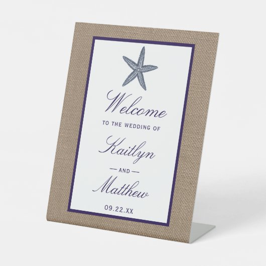 ザネイビースターフィッシュバーラップビーチ結婚式コレクション 台座サイン (正面)