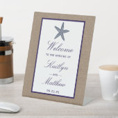 ザネイビースターフィッシュバーラップビーチ結婚式コレクション 台座サイン (インサイチュ)