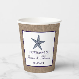 ザネイビースターフィッシュバーラップビーチ結婚式コレクション 紙コップ