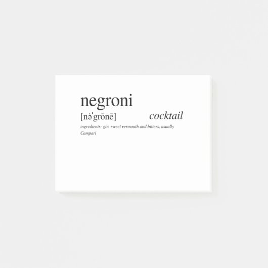 ザネグロニ-イタリアのカクテお気に入りのル ポストイット (正面)