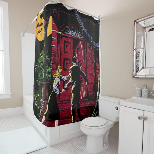 ザノウハウ幽霊のよく出るスヴィンテージ漫画 シャワーカーテン (インサイチュ)